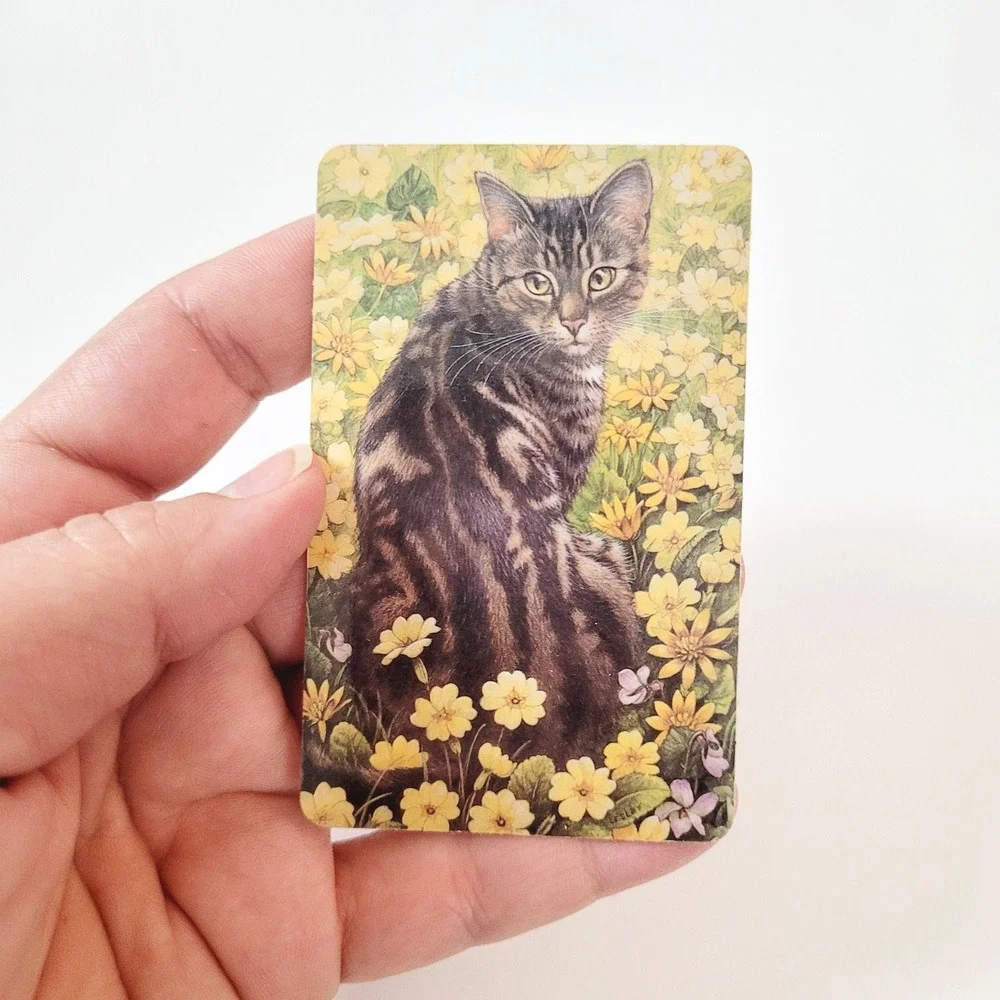 Vintage 90s Lesley Ivory Cats Card Bookmark- Octopussy Flowers 1990 Antioch W211